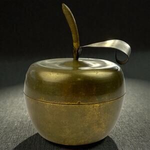 Vintage Solid Brass Apple Decor India 1960s 1970s Mid Century